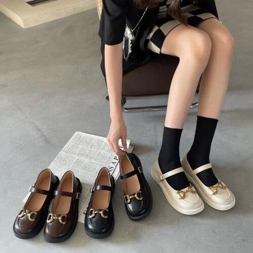 Fashion sweet small leather shoes female Korean version 2021 autumn new princess fairy buckle Mary Jane thick-soled single shoes