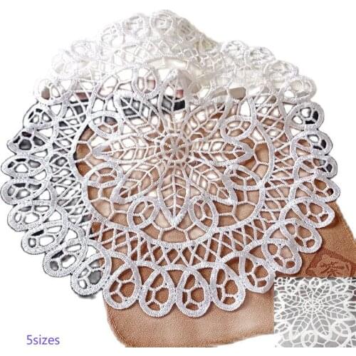 Europe round embroidery lace table place mat cloth pad cup coaster placemat dish doily kitchen wedding Christmas tableware decor