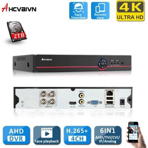 AI Face Detection Face recognition Face Playback 4CH AHD Network Video Recorder H.265+ 8MP Hybrid DVR NVR IP Camera Security kit