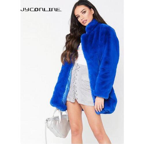 JYConline Vintage fluffy faux fur coat women Short furry fake fur winter outerwear pink coat 2017 autumn casual party overcoat