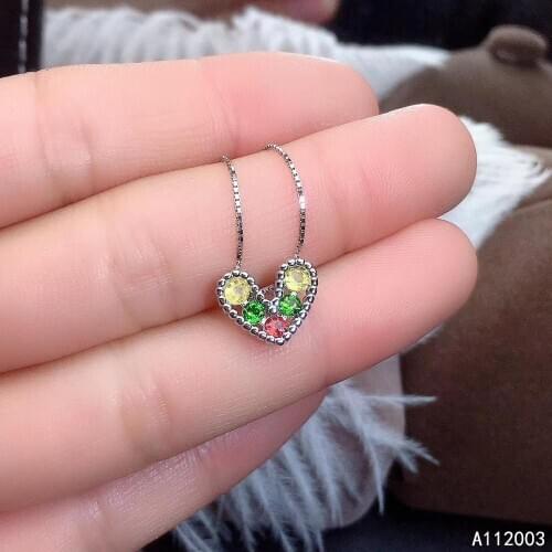 KJJEAXCMY Fine Jewelry 925 Sterling Silver inlaid Natural colored sapphire Female Pendant Necklace luxury Support Detection