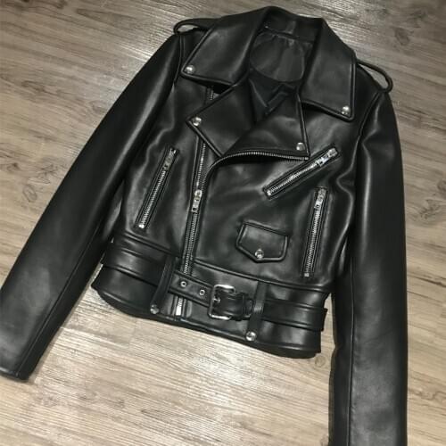 Real genuine sheepskin ladies leather women lambskin jacket