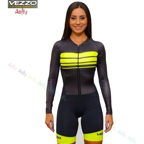 Vezzo Monkey Brazil Female Cycling Overalls Womens 20d Long Cycling Jumpsuit Summer Mountain Bike Clothing Anti-UV Triathlon P