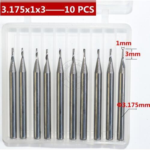10 PCS-3.175mm*1.0mm*3mm,CNC wood tools,carbide End Mill,woodworking insert router bit,Tungsten milling,MDF,PVC,Acrylic