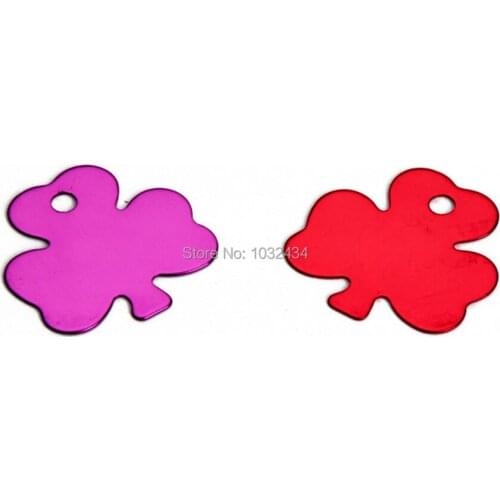 1000 pcs/lot Wholesale Flower Shaped Engraved Aluminum Pet ID Tag Dog Tag Cat Tag Necklace Pendant