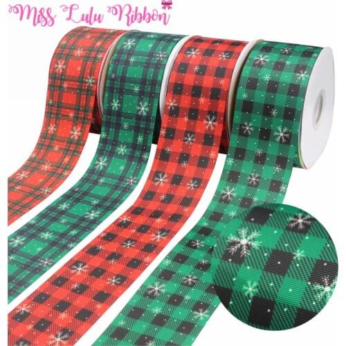 16mm-75mm Merry Christmas Snowflake Lattice Series Cartoon Printed Grosgrain/Foe Ribbon DIY Festival Hair Bowknots 50yards/roll