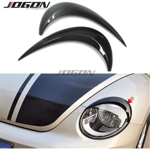2 pcs Glossy Black Car Front Headlight Head Light Eyebrow Eyelid Cover Trim Sticker For VW Volkswagen Beetle A5 2012 - 2019