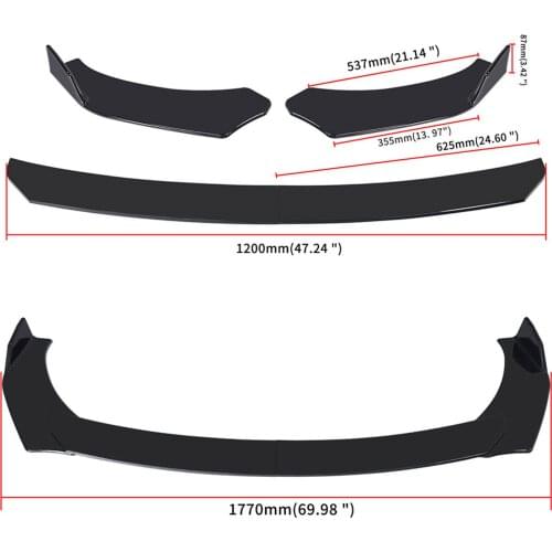 4 Pieces Car Front Bumper Lip Body Kit Spoiler Splitter ABS Bumper Canard Lip Splitter Universal For Tesla Model 3 Sedan