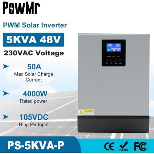 5KVA Pure Sine Wave Hybrid Solar Inverter 48V 220V Built-in 50A PWM Charge Controller and AC Charger with Parallel Kit Inside