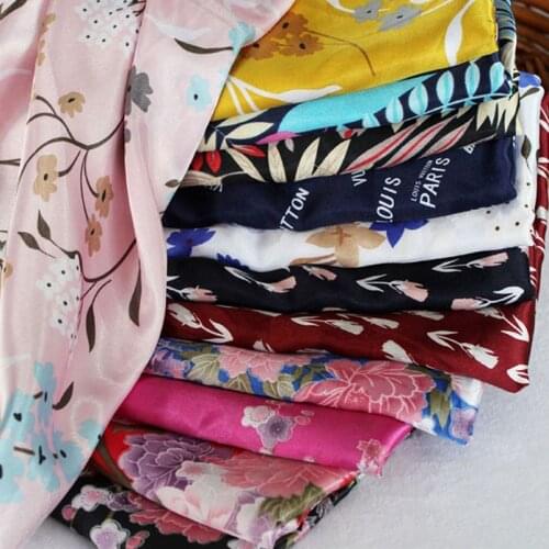 Satin Printed Imitation Silk Fabric Thin Soft Smooth For Sewing Dress Clothes Tops By Meters