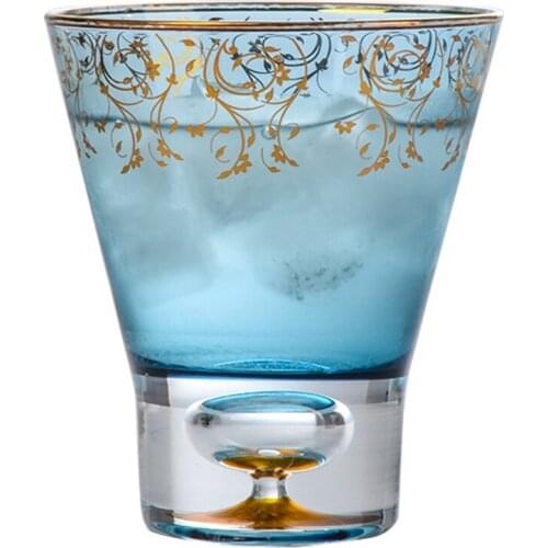 Wine Glass Lead-free Heat Resistant blue Crystal Cup Beer Whiskey Brandy Vodka Cup Multi Pattern Drinkware Bar Gifts