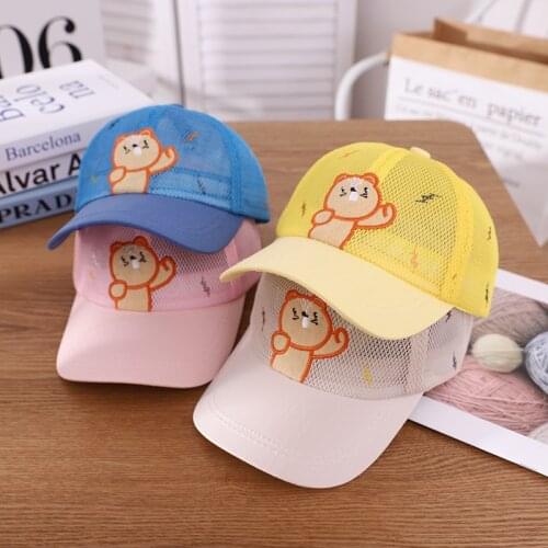 Doitbest mesh Child Baseball Cap Cartoon cat embroidery summer Sunscreen kids Hats Boys Girls hat Caps snapback gorras