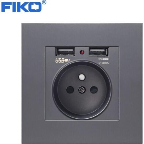 FIKO FR European wall electronic socket eu standard power outlet with dual home usb plug charger power socket with usb