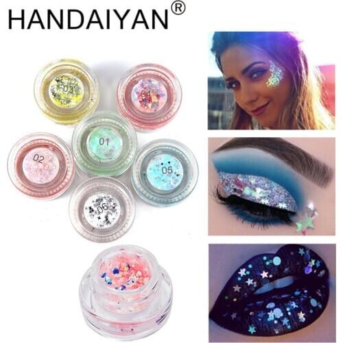 HANDAIYAN Glitter Eyeshadow palette shinny Sequins eye shadow cream for women sexy cosmetics face highlighter contour palette