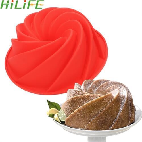 HILIFE Cupcake Candy Baking Tool Jelly Pudding Bread DIY Baking Mold Chocolate Decoration 3D Spiral Chiffon Silicone Cake Mold