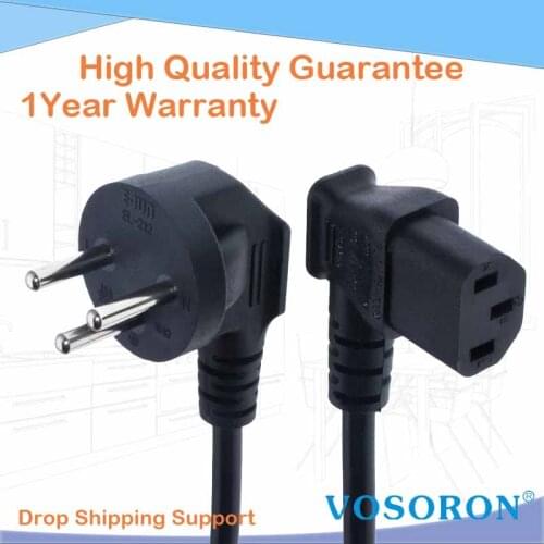 Isreal SI32 Power cord Left angled IEC320 C13,100cm, H05VV-F 3G 0.75mm ,SII standard Type H power line cables