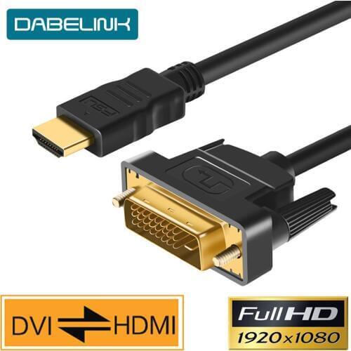 HDMI-compatible to DVI Cable Male 24+1 DVI-D Male Adapter Gold Plated 1080P for HDTV DVD Projector PlayStation 4 PS4/3 TV BOX