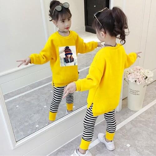 Children Clothing 2021 spring Autumn Girls Clothes Set Long Sleeve Shirts + Pants Suits Baby Kids Clothes 3 4 6 7 8 9 10 11 Year