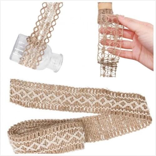 2Meters Natural Jute Burlap Ribbon With Trim Edge Rustic Wedding Decoration For Wedding DIY Bow Craft Ribbons