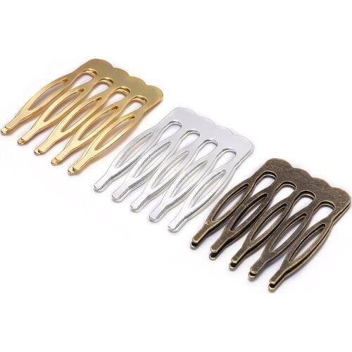 10 pieces/lot Teeth Metal Hair Comb Claw Hairpins Findings Fit Bride Crown Comb Wedding DIY Charm Barrettes For Jewelry Making