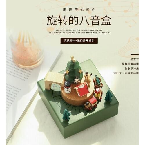 Wooden music box music box new wooden sky city creative gift birthday gift carousel home decoration