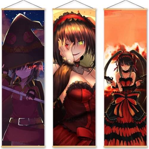 Wall Artwork DATE A LIVE Canvas Pictures Cute Girl Painting Print Japan Anime Role Poster Solid Wood Hanging Scrolls Home Decor