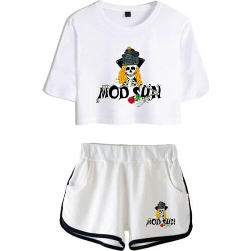 2020 New Arrival Casual Womens Two Piece Shorts + Cute T-shirt Harajuku Hot Sale Loose Print Mod Sun Girl Set