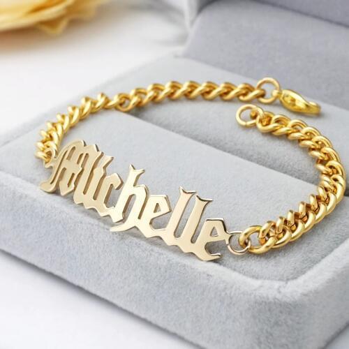 Personalized Name Bracelet Custom Nameplate Bracelet Charms Jewelry Engraved Couple Bracelets Valentines Day Gift for Her