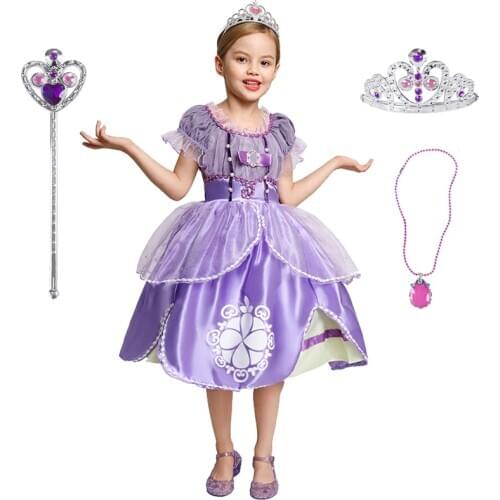 Girls Sofia Princess Dress up Kids Cosplay Costume Children Halloween Party Dresses Fantasy Christmas Clothing Sophia Dresses