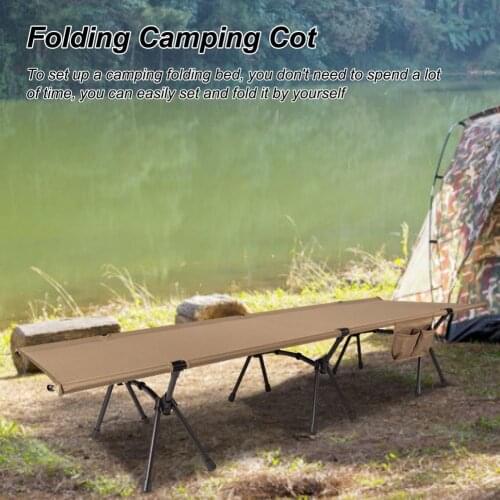Camping Bed For Outdoor Camping Ultralight Portable Aluminum Alloy Single Lunch Break Folding Height Dual-use Compact Single Bed