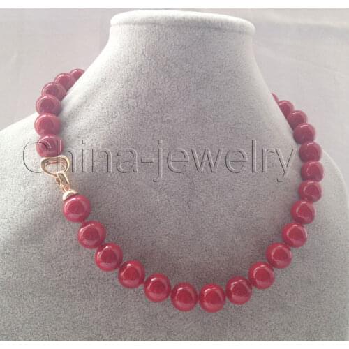 Prett Lovely Womens Wedding FREE shipping Beautiful 17.5" 12mm red coral color south sea shell pearl necklace