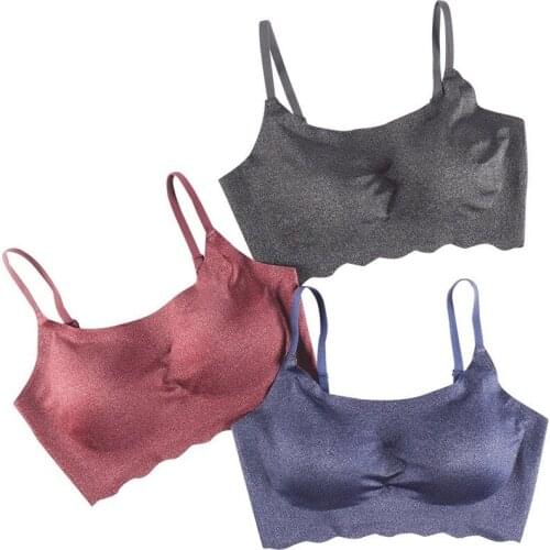 Sexy and Cute Ruffled Womens Comfortable Top, No Steel Ring Lace Beauty Back Bra, Detachable One-piece Seamless Sports Suit