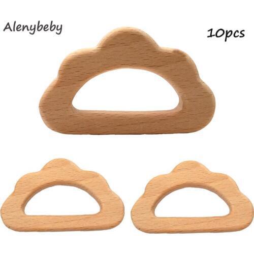 10pc Natural Organic Beech Wooden Cloud Teether Animals Shape Elephant Toys Baby Nursing Teething Products Accessories Gifts