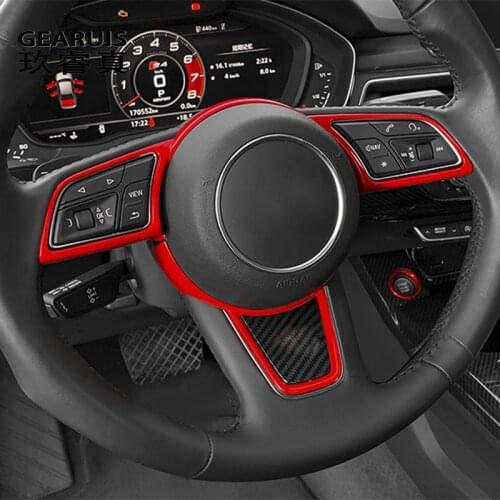 Carbon fiber Steering Wheel Buttons Frame Decoration Cover Stickers Trim For Audi A4 B9 A5 Car Styling Interior Auto Accessories