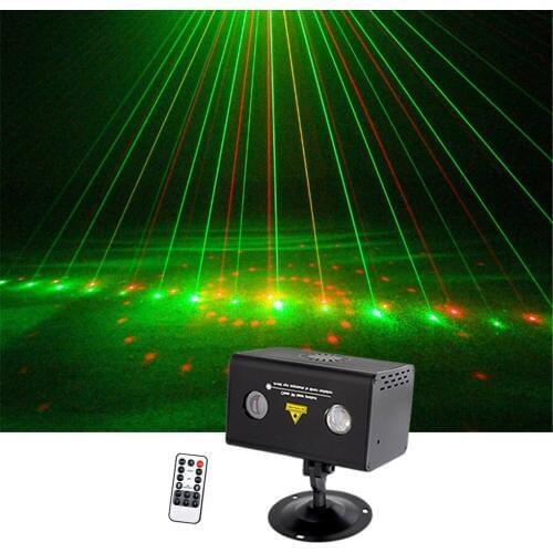 Sharelife Mini 20 Red Green Gobos Mixed RGB LED Aurora DJ Remote Control Laser Light Home Gig Party Show Stage Lighting LL20RG