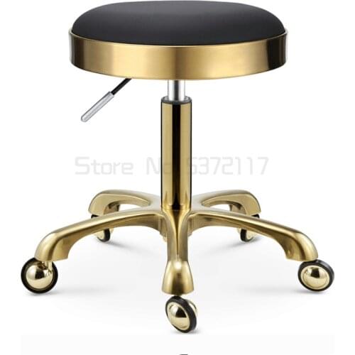 Stainless steel hair salon haircut bench barbers chair hairdressers rotary lift round stool