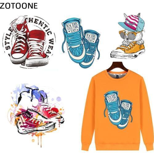 ZOTOONE Iron on Transfer for Clothing Diy Stripes Shoes Letter Patches Heat Transfer for Clothes Decoration Applique for Kids I