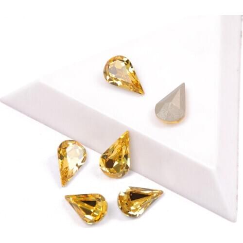 YANRUO 4300 Top Fancy Rhinestone Lt. Topaz Color Nail On Rhinestones Bling Stones Nail Appliques For 3D DIY Nails Art Decoration