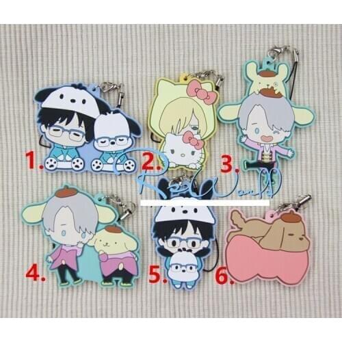 YURI ON ICE Anime keychain Victor Nikiforov Katsuki JJ Otabek Yuuri Rubber strap/mobile phone charms