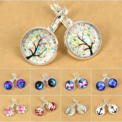 2016 Ladies Galaxy Space Silver Plated French Lever Back Drop Dangle Earrings ASB4