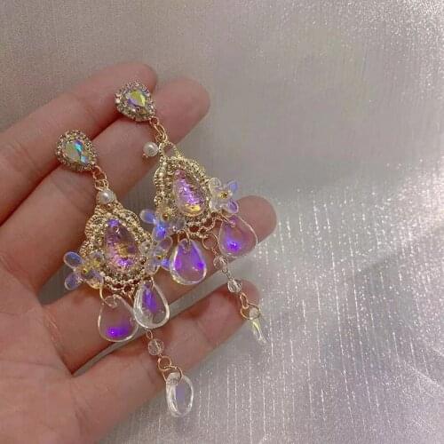 Korean Elegant Waterdrop Crystal Dangle Earrings For Women Girls Party Fashion Earings Jewelry Gifts