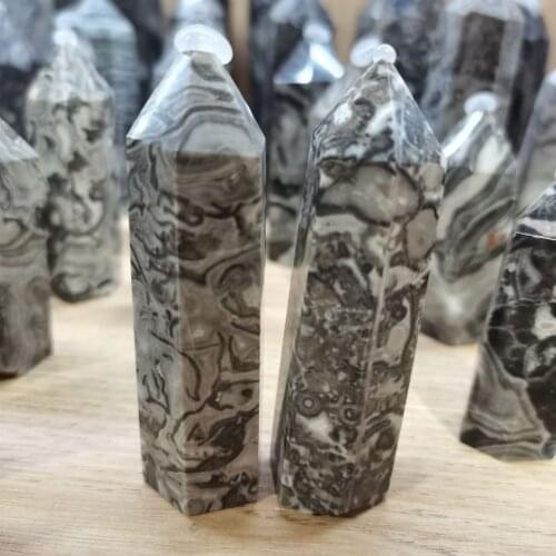 1pcs Natural Crystal Sponge fossil Tower Healing Pillar Mineral Quartz Modern Home Decoration Gift Stone