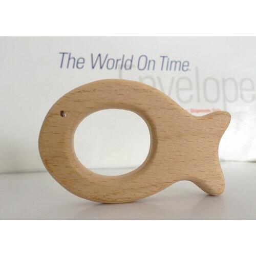 10PCS FISH Handmade Natural Newborn Beech Wooden Teether Toys