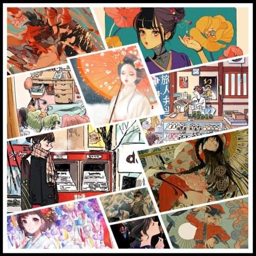 5D Diamond Painting Anime Japanese Beauty Mobile Game Style Character Wearing A Kimono Holding A Red Paper Umbrella Decor Mural