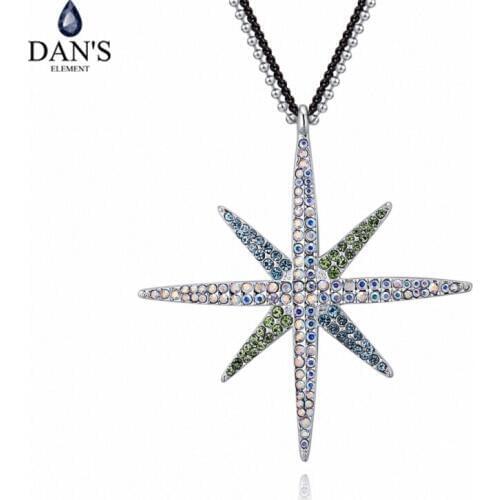 DANS Element Brand 4 Colors Real Austrian Crystals Fashion Water Drop Tassel Pendant Necklace for Women Valentine Gift 134469