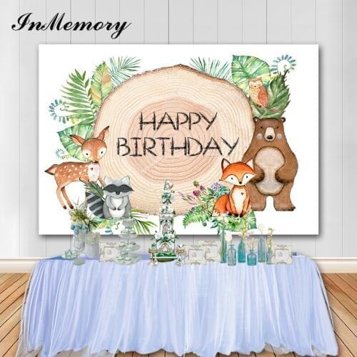 InMemory 7x5ft Baby Shower Backdrop Wild Jungle Party Photography Background Animal Fox Child Birthday Vinyl Banner Photophone