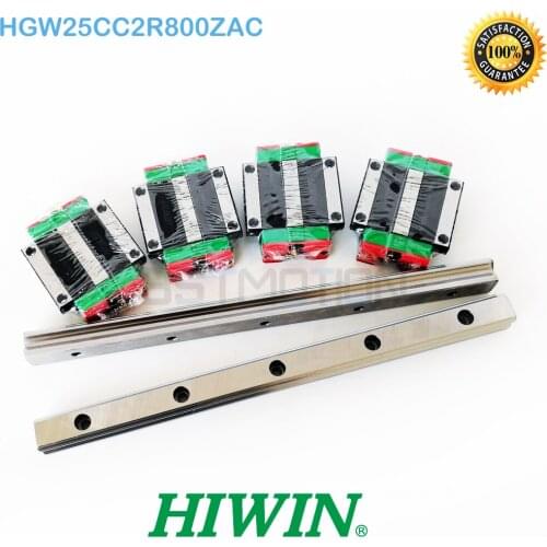 Geninue Taiwan HIWIN HGR25 Linear Guide 2pcs 800mm Rail Way 4pcs HGW25CC Carriage HGW25CC2R800ZAC ZA HGW25CA