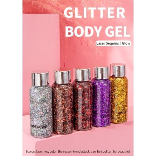 HANDAIYAN Eyeshadow Glitter Gel Cream Body Hair Face Eye Glitter Flash Heart Loose Sequins Pigment Cream Festival Decor