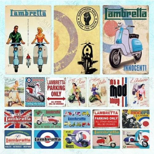Iambrella Classic Scooter Metal Plate Vintage Metal Sign Plaque Wall Decor for Garage Decorative for Bedroom Pub Bar Decor Art