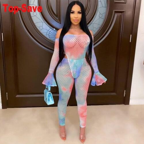 Fashion Printed Party 2 Piece Set Women Outfits Tie-dye Night Club Crop Top Pants Two Pieces Sets Summer Clothes For Female Suit